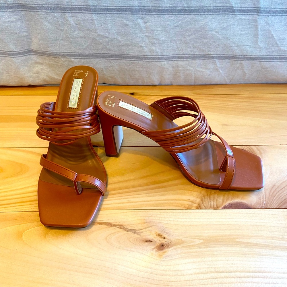Primark sandal heels, brown, size 7